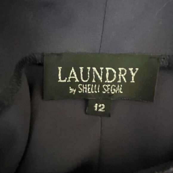 Laundry Shelli Segal Velvet Burnout Cross Back Dress Blue - Picture 8 of 12